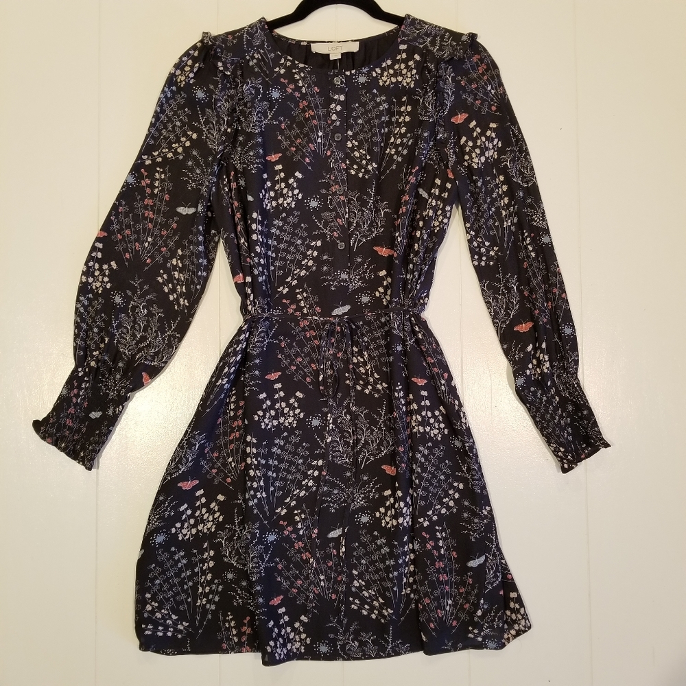LOFT Floral Long Sleeves Dress